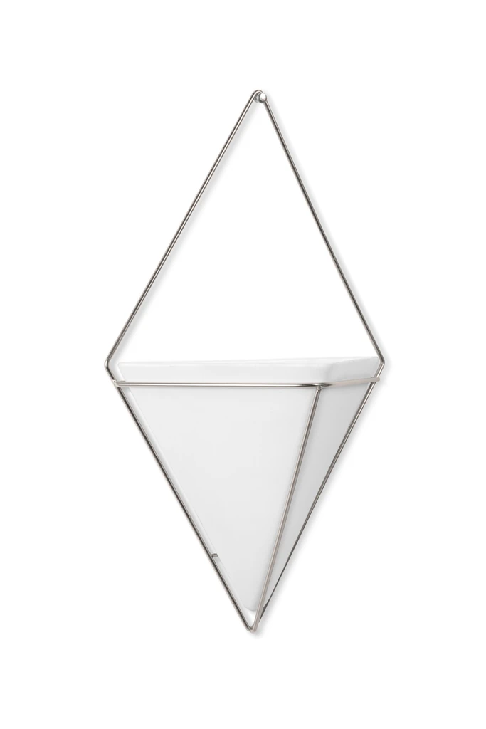 Umbra Large White and Nickel Trigg Wall Planter 4 Umbra Large White and Nickel Trigg Wall Planter
