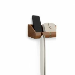 Umbra Large Walnut Cubby Hallway Organizer with Warm Gold Hooks 16 Umbra Large Walnut Cubby Hallway Organizer with Warm Gold Hooks