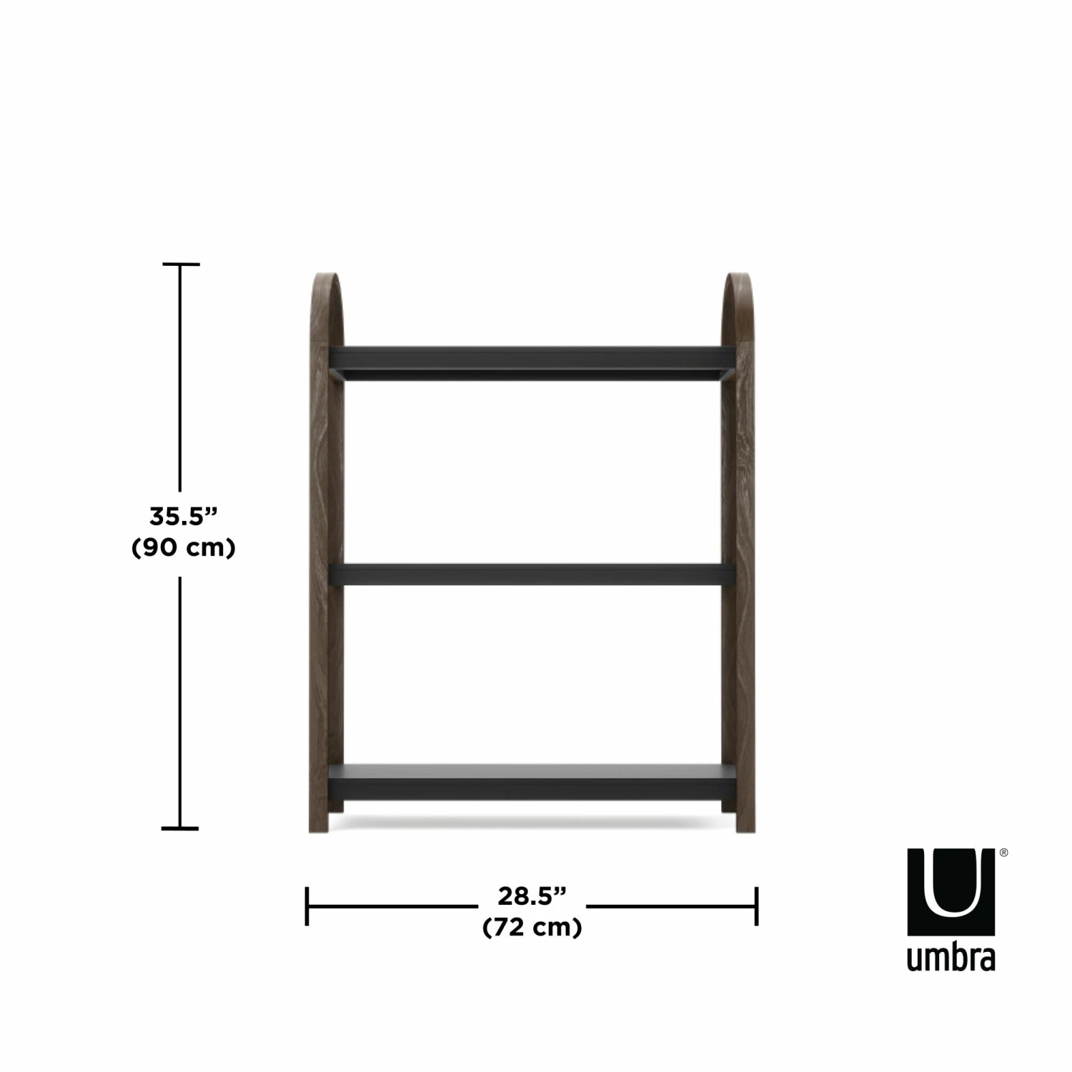 Umbra Black & Walnut Bellwood 3 Tier Freestanding Shelf 6 Umbra Black & Walnut Bellwood 3 Tier Freestanding Shelf