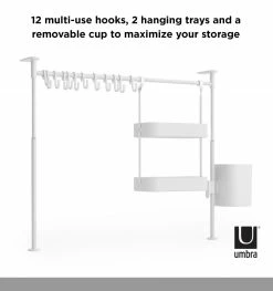 Umbra White Anywhere Tension Organizer With Caddy, Trays and Hooks