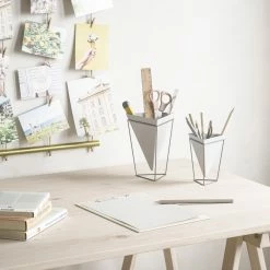 Umbra White & Nickel Trigg Desktop Planter Set 11 Umbra White & Nickel Trigg Desktop Planter Set