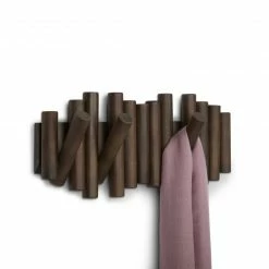 Umbra Aged Walnut Wood Coat Rack Picket Hook