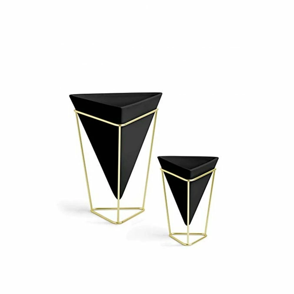 Umbra Black & Brass Trigg Desktop Planter Set 4 Umbra Black & Brass Trigg Desktop Planter Set
