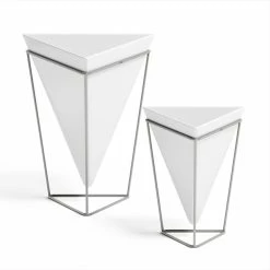 Umbra White & Nickel Trigg Desktop Planter Set