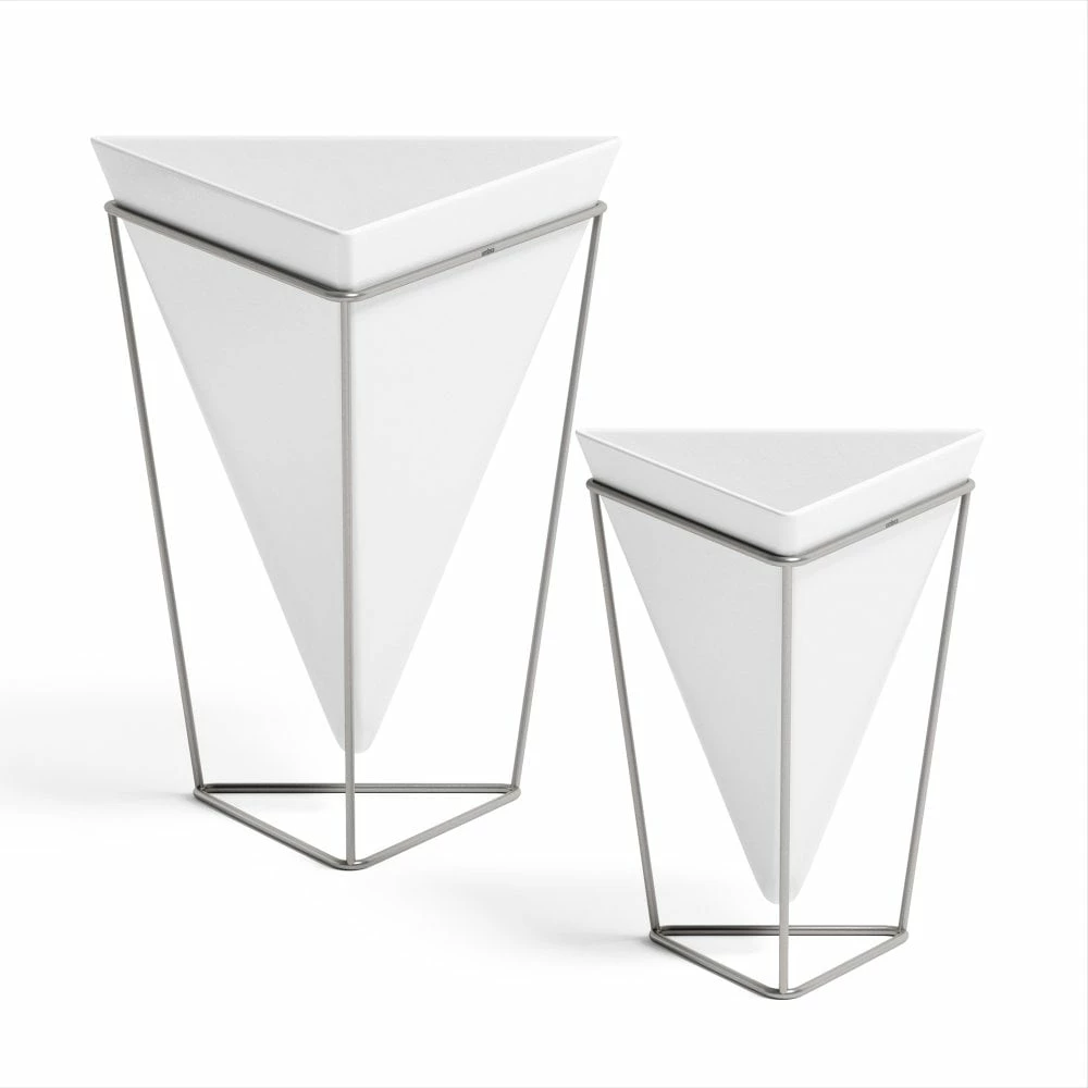 Umbra White & Nickel Trigg Desktop Planter Set 4 Umbra White & Nickel Trigg Desktop Planter Set