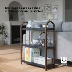 Umbra Black & Walnut Bellwood 3 Tier Freestanding Shelf 12 Umbra Black & Walnut Bellwood 3 Tier Freestanding Shelf